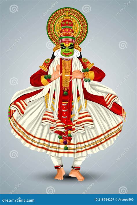 Kerala Traditional Folk Dance Kathakali Full Size Vector Illustration