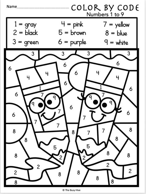 Color By Code Worksheets Numbers 1 To 9 Made By Teachers