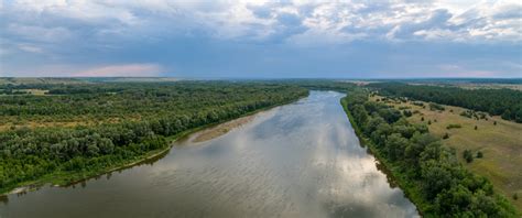 Aerial Landscape View Over The River Don River Russia Stock Photo