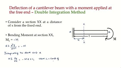 Deflection Of Cantilever Beam Carrying Moment Double Integration