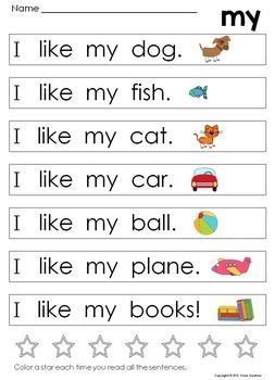 Kindergarten Sight Word Sentences & Games Guided Reading Levels A & B
