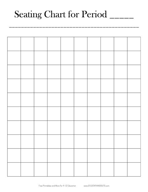 Printable Blank Seating Chart Template Printable Templates