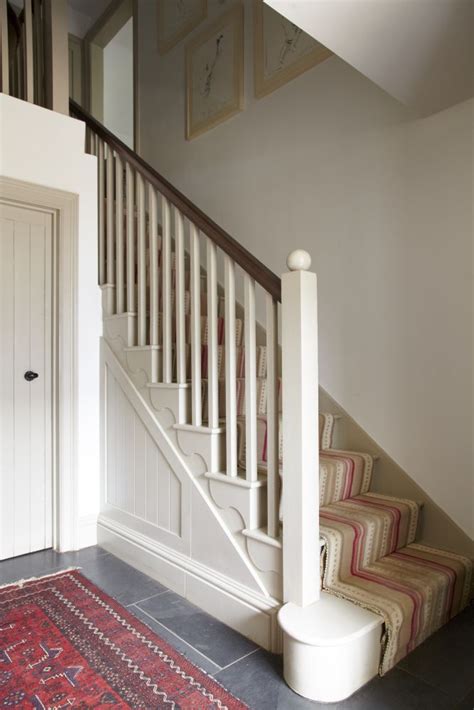 June 28, 2021 / fifi mcgee. Entrance hall stairwell with stripey stair runner | Cottage stairs, Cottage staircase, Country ...