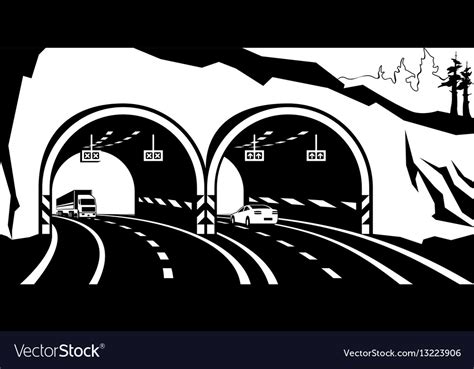 Highway Tunnel In The Mountains Royalty Free Vector Image
