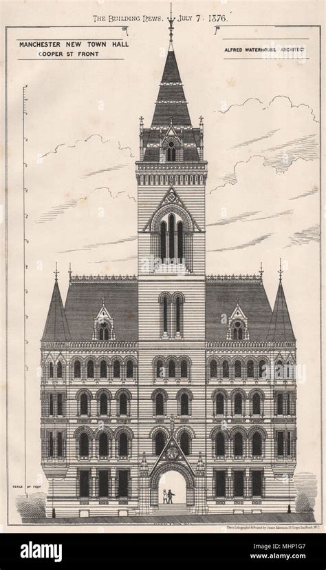 Manchester New Town Hall Cooper St Front Alfred Waterhouse 1876 Old
