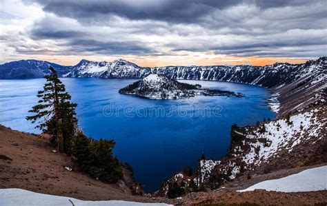 Winter On Crater Lake Crater Lake National Park Oregon Stock Photo