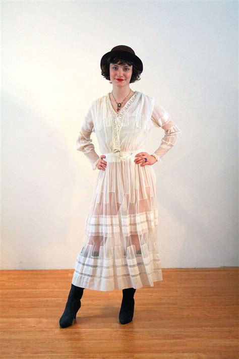 Edwardian Tea Dress S Antique White Lace Sheer Cotton Titanic Etsy