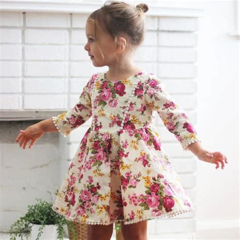 Puseky Princess Toddler Kids Baby Girl Floral Dress Long Sleeve Autumn