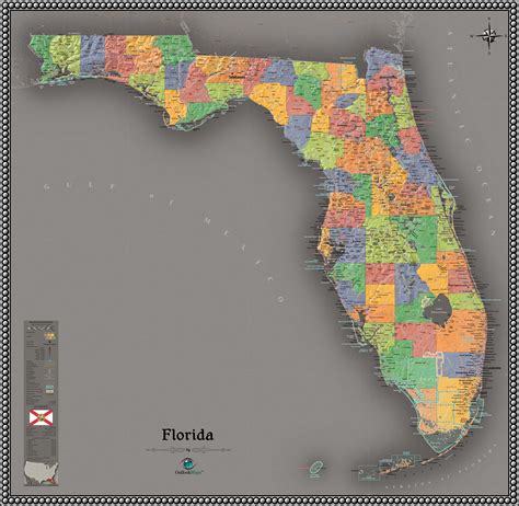 Florida Contemporary Wall Map By Outlook Maps Mapsales