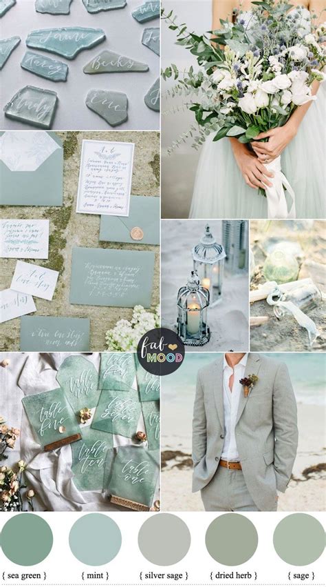 Sage Mint Sea Green Beach Wedding Colour Palette With Images Beach Wedding Color Palette