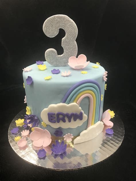 Rainbows And Flowers Birthday Cake Girl Cakes Cake Birthday Cake