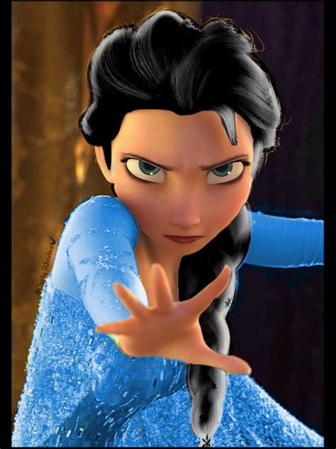 Elsa With Black Hair And A Dark Blue Dress Königin Elsa Elsa