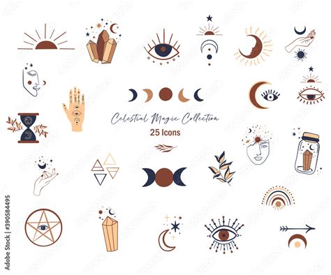 Vetor De Celestial Magic Illustration Of Icons And Symbols Of Sun Moon