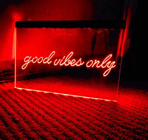Good Vibes Led Neon Red Light Sign Etsy