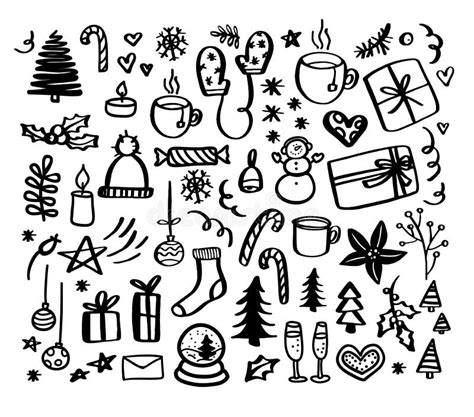 Doodles De La Navidad Ejemplos Dibujados Mano De Navidad Ilustración