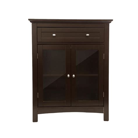 Glitzhome 3211 In H Wooden Espresso Floor Storage Cabinet With Double
