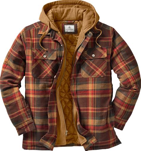 Men S Plaid Flannel Shirt Jacket Fully Quilted Lined Pocket Warm Zip Up Hoodie Mens Warm