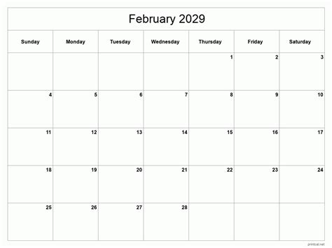 Printable February 2029 Calendar Free Printable Calendars