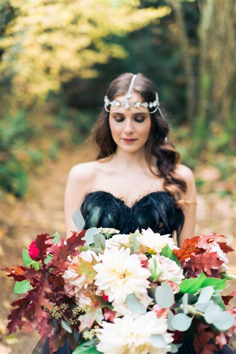 Woodland Nymph In A Black Wedding Dress