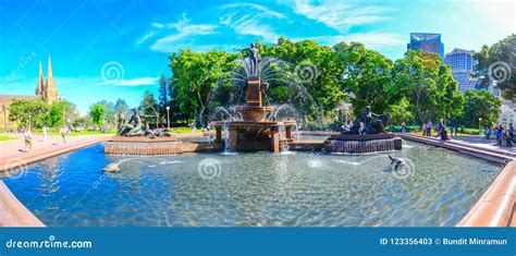 The Panoramic Photo Of Archibald Fountain With The View Of St Mary S Cathedral Church Is Located