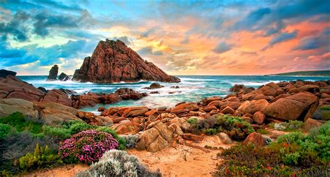 Sunset Over Australian Coastline Full Hd Wallpaper And Background Image