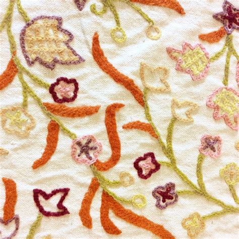 Jh Thorpe Beautiful Crewel Cotton Fabric Upholstery Fabric Hand