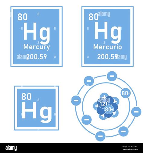 Icono Azul Del Elemento Mercurio De La Tabla Periódica Con