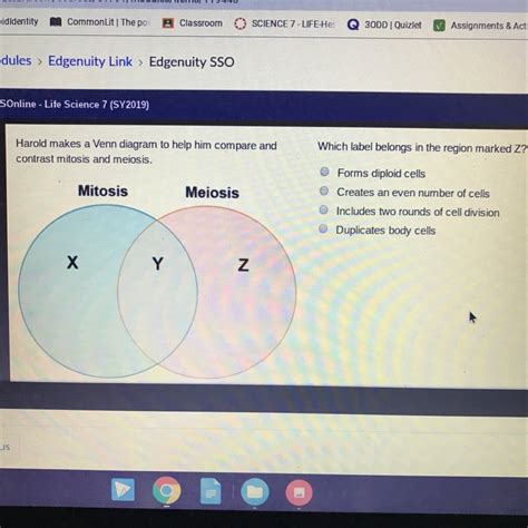 Compare And Contrast Mitosis And Meiosis Venn Diagram Diagram For You
