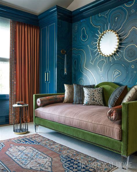 This Jewel Tone Bedroom Features A Cr Laine Daybed Upholstered In Green