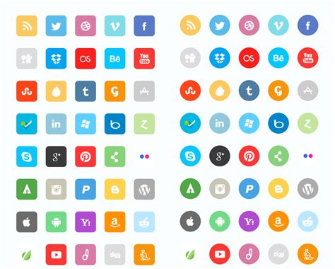 20 Beautiful Free Flat Social Media Icons Sets 2017 Colorlib