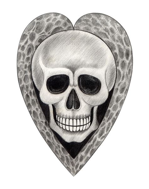 Art Skull Heart Tattoo Stock Illustration Illustration Of Design