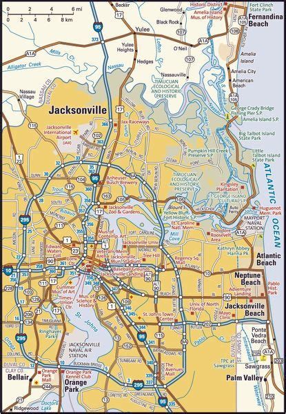 Jacksonville Area Map 14431415 Poster Framed Photos Wall Art