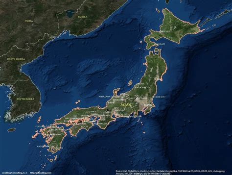 Japan Map Satellite Satellite Map Japan Eastern Asia Asia