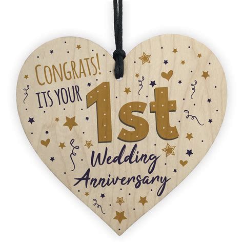 Congratulations First Wedding Anniversary T Heart 1st Anniversary