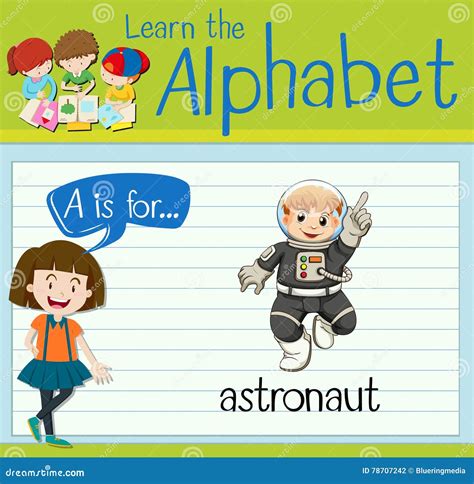 Flashcard Letter A Is For Astronaut Stock Vector Illustration Of