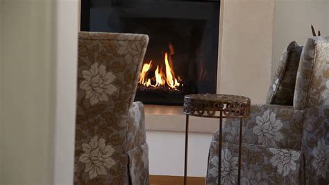 Cozy Chairs In Front Of Gas Fireplace Stock Video Footage 0009 Sbv