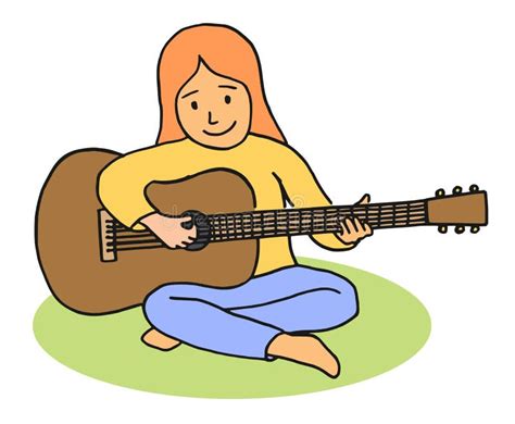 Cartoon Girl Playing Guitar Stock Vector Illustration Of Girl