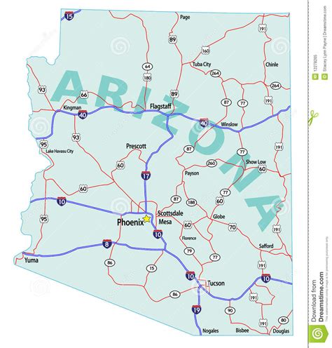 Mapa De Um Estado A Outro Do Estado Do Arizona Ilustração Do Vetor