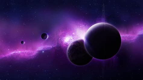 Planets In The Purple Galaxy Hd Desktop Wallpaper