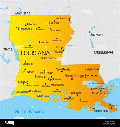 Vector Color Map Of Louisiana State Usa Stock Photo Alamy