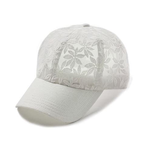 Cc Exclusives Cotton Lace With Solid Brim Baseball Cap Ba 53 White