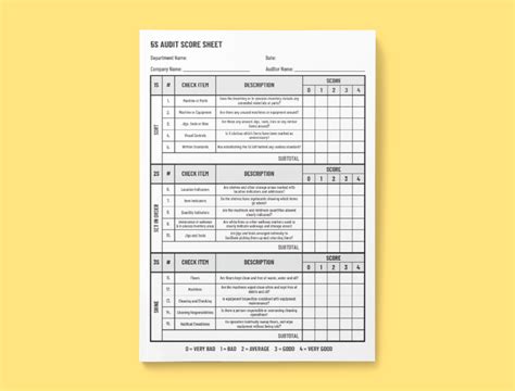 5s A4 Audit Score Sheet Ubix