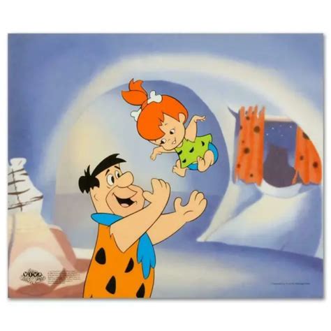 Hanna Barbera The Flintstones Fred Tossing Pebbles Sericel Cel