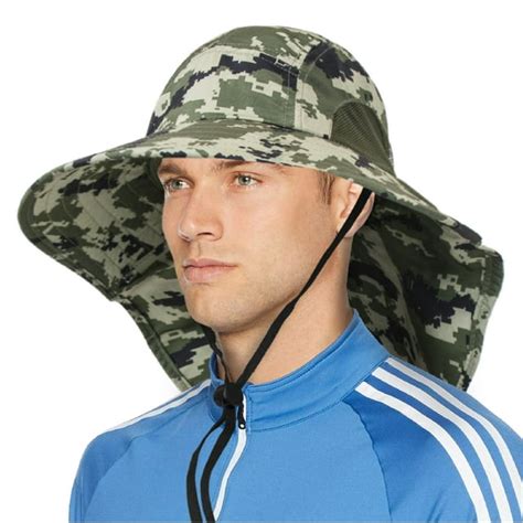 Sun Cube Wide Brim Sun Hat With Neck Flap Fishing Hiking For Men Women