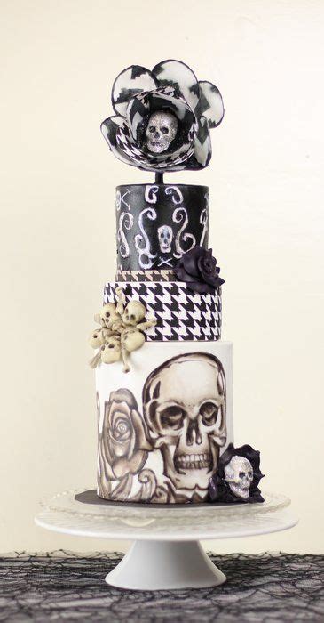 Skull And Houndstooth Cake Gothic Birthday Cakes Tattoo Cake