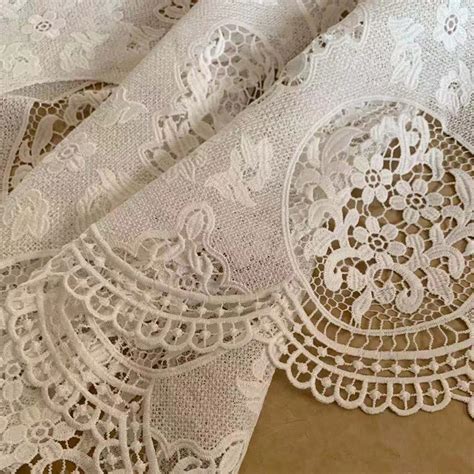 White Three Dimensional Embroidery Water Soluble Lace Fabric Wedding