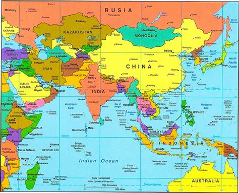Mapa De Asia Político Y Físico Mudo Y Con Nombres Países