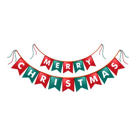 Merry Christmas In Red And Green Ribbon Isolated Text Inserted