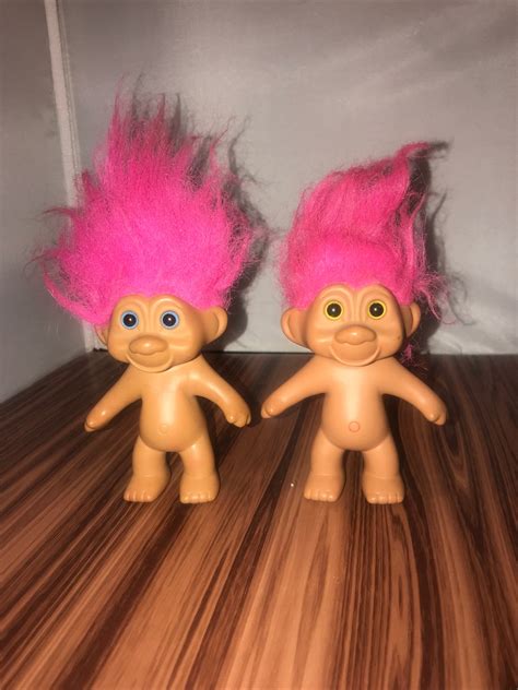 Vintage Lot Of 2 Troll Doll Pink Hair 1991 Tnt Original Troll Etsy