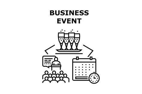 Business Event Vector Concept Black Illustration By Vectorwin